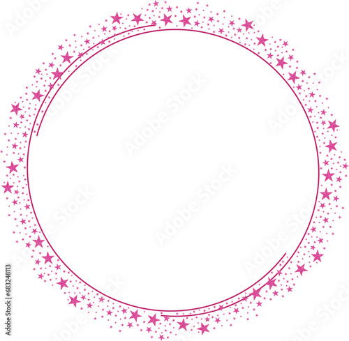 Bright Pink Circle Frame with pink Sparkle Glitter Stars clipart icon design 5 photo