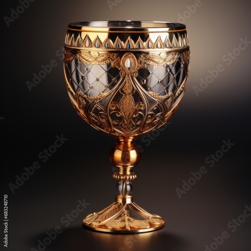 Gilded Elegance: Small Golden Glass Goblet in Ornamental Style
