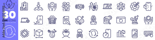 Selenium mineral, Recovery internet and Sales diagram line icons pack. Box size, Face id, 5g wifi web icon. Report, Seo stats, Nurse pictogram. Voicemail, Graph phone, Coronavirus. Vector