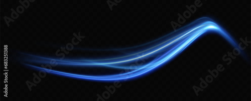 Neon red and blue speed lines. Speed ​​of acceleration and movement. Light trails, motion blur effect. Night illumination in blue and red.	