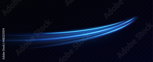 Neon red and blue speed lines. Speed ​​of acceleration and movement. Light trails, motion blur effect. Night illumination in blue and red.	