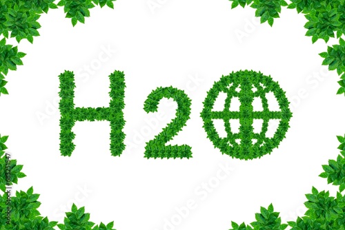 Illustration, symbol of water and green leaves