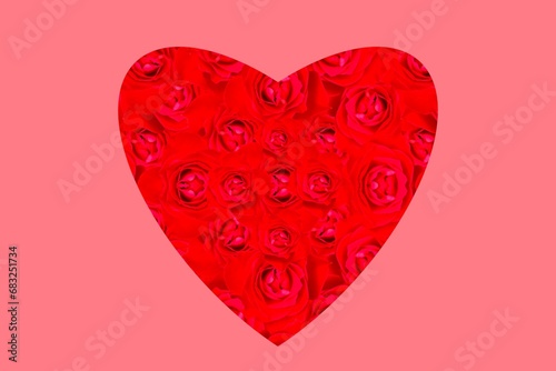 Illustration, heart shape with red rose inside