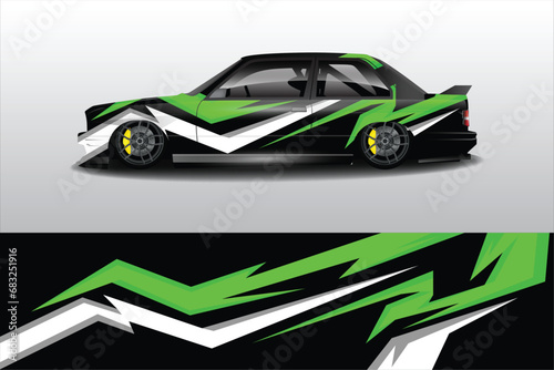 Sports car sticker wrap design vector