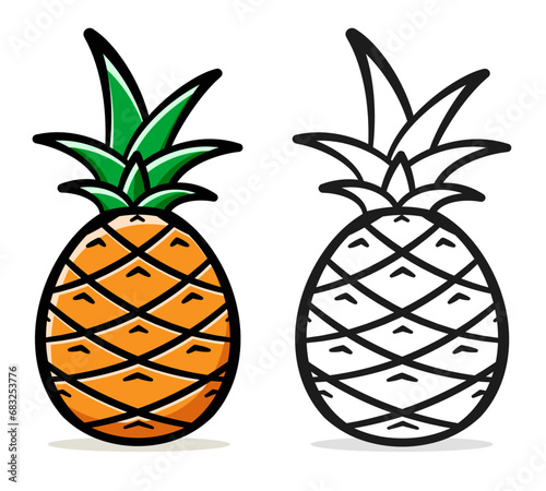 pineapple cartoon on white background
