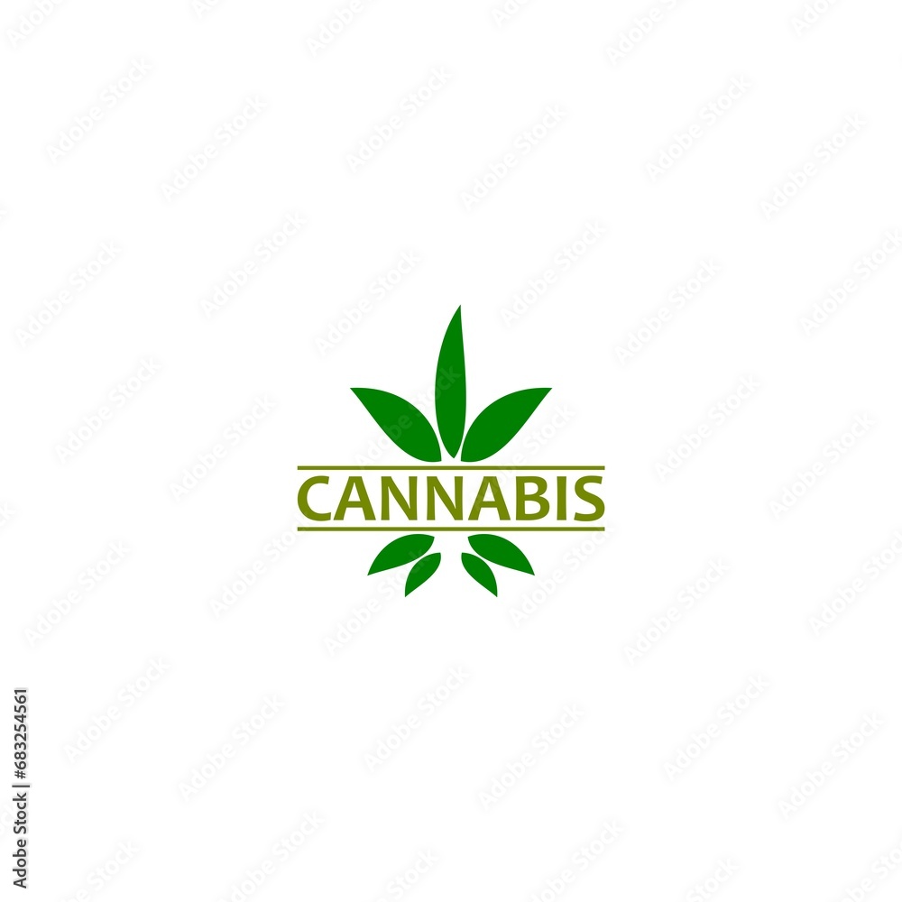 Medical cannabis emblem logo template isolated on white background