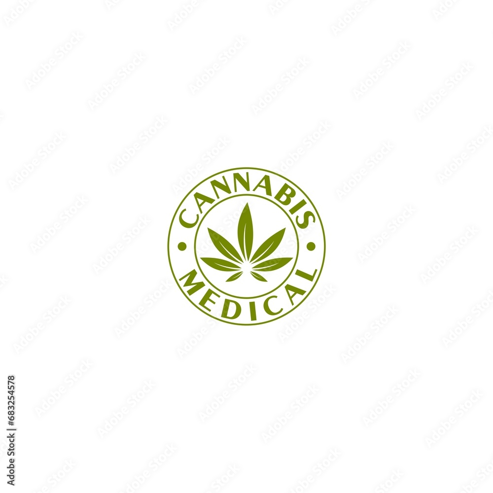 Medical cannabis emblem logo template isolated on white background Medical cannabis emblem logo template isolated on white background