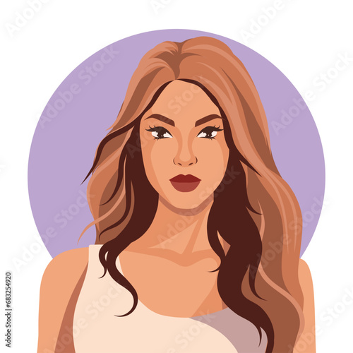 Portrait of a girl. Avatar girl. Pink and beige color palette. Hairstyle. Postcard, poster. Icon. Activist. feminism. Vector flat illustration