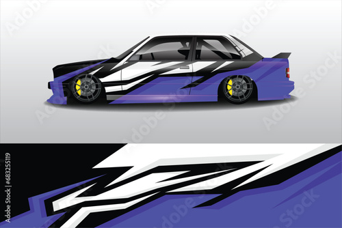 Sports car sticker wrap design vector