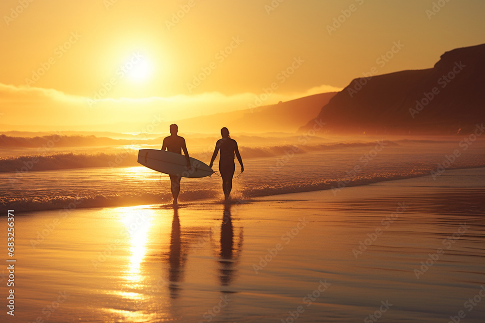 person on the beach at sunset, Generative AI person on the beach at sunset, Generative AI