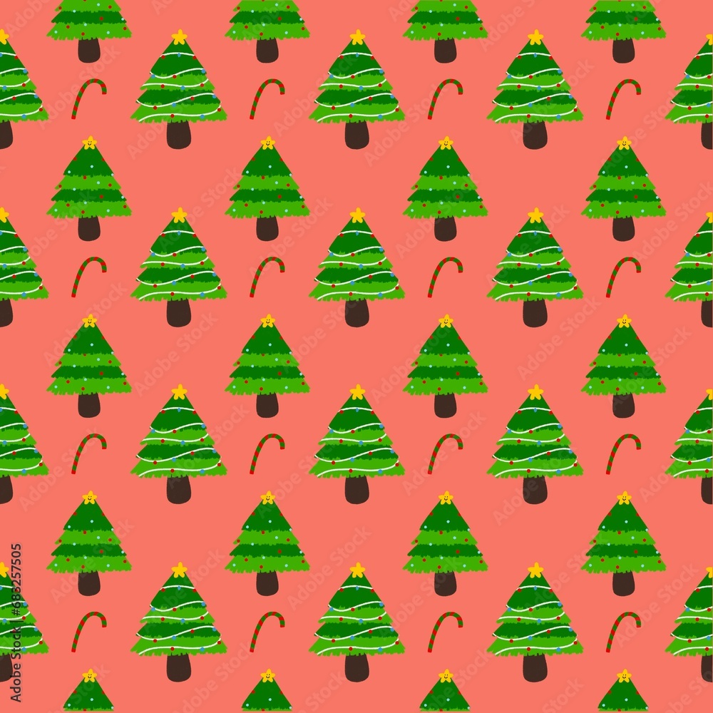 Christmas tree and candy background