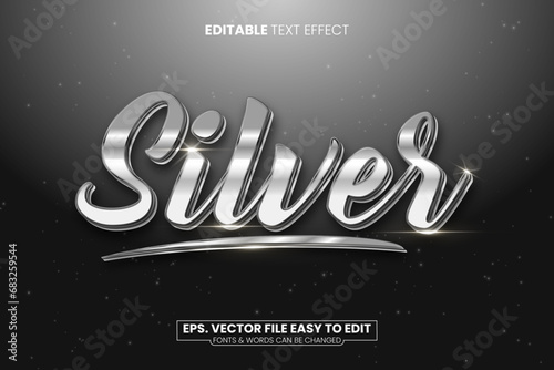 Silver editable 3d text effect photo