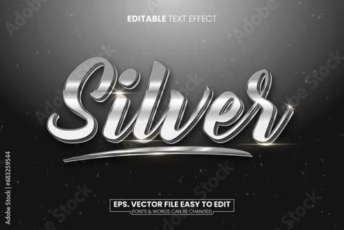 Silver editable 3d text effect
