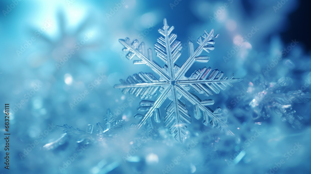 Close-up of snowflakes ice crystals. Close-up of snowflakes ice crystals.