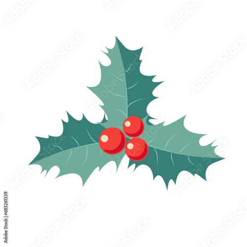 Vector holly berry. Winter berry. Isolated on white background.