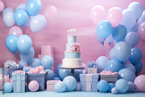 Gender party candy bar in blue and pink color