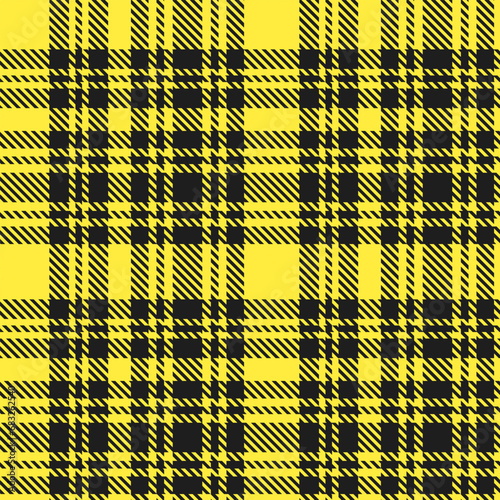 Yellow Black Tartan Plaid Pattern Seamless. Check fabric texture for flannel shirt, skirt, blanket
