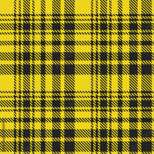 Yellow Black Tartan Plaid Pattern Seamless. Check fabric texture for flannel shirt, skirt, blanket
