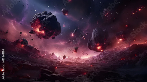 The meteors crashed into the extraterrestrial planet with the extreme weather conditions
