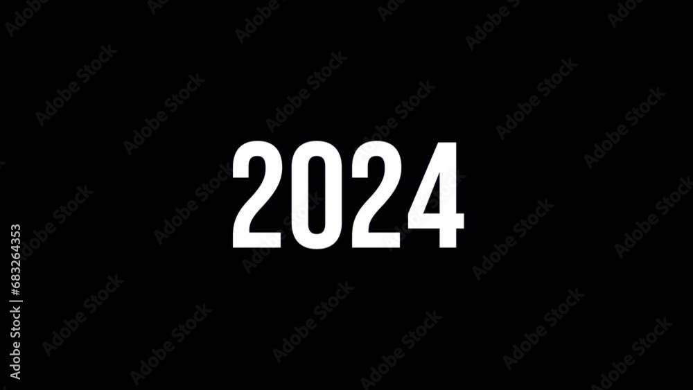 2023 to 2024 animation with effect glitch and background black screen 2023 to 2024 animation with effect glitch and background black screen