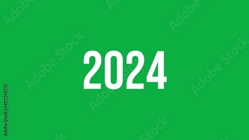 2023 to 2024 minimalist with effect glitch and background green screen	
