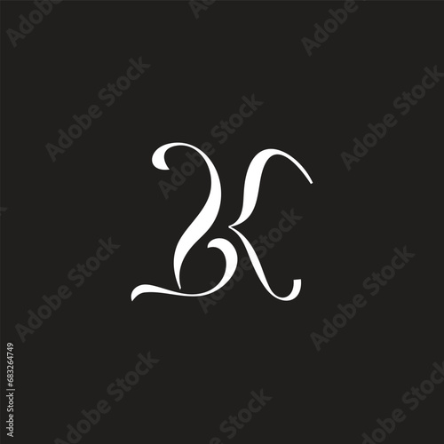 letter bk curves font elegant logo vector