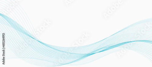 Abstract vector background with smooth color wave. Smoke wavy lines. Vector blue waves background