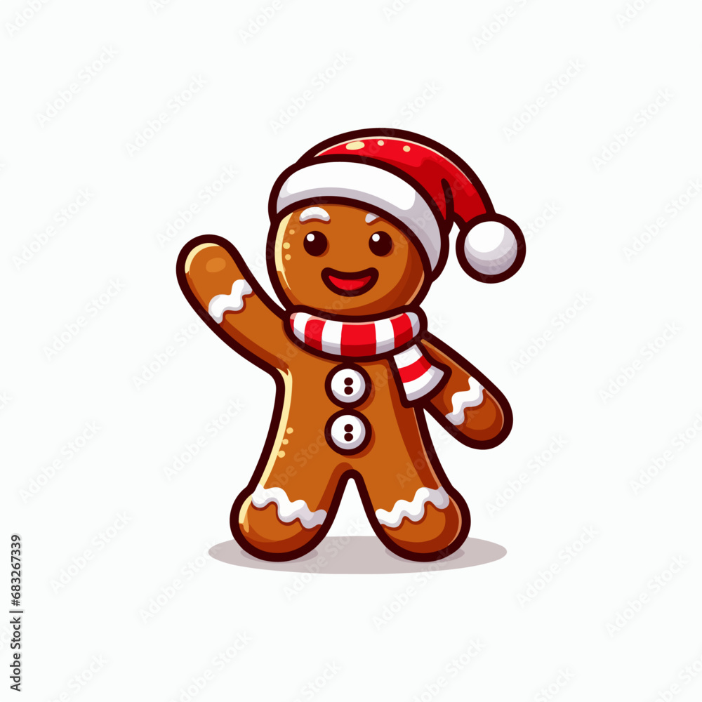 Vector gingerbread man cartoon character waving hand vector hand drawn illustration. waving head Gingerbread Man Cartoon. Vector gingerbread man cartoon character waving hand vector hand drawn illustration. waving head Gingerbread Man Cartoon.