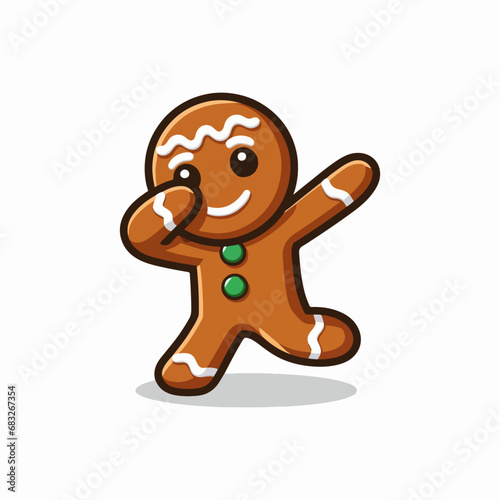 Vector gingerbread man cartoon character dabbing vector hand drawn illustration. Dabbing Gingerbread Man Cartoon. Ai generated