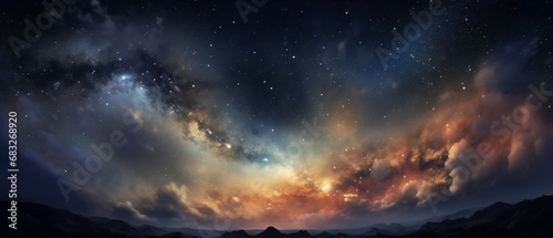 A night sky filled with stars and clouds. photo