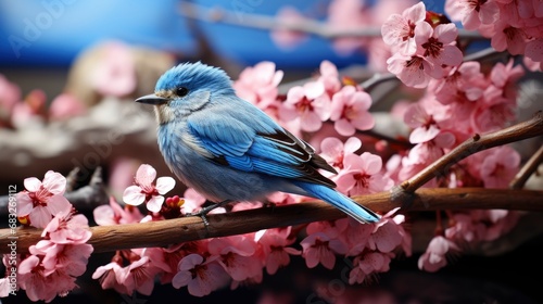 Small Azure Songbird Spring Flowering Garden, HD, Background Wallpaper, Desktop Wallpaper © Moon Art Pic