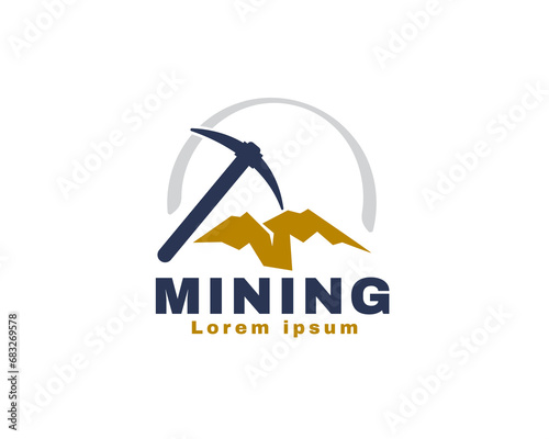 mining rock tools logo icon symbol design template illustration inspiration