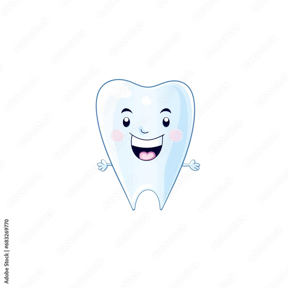 Happy tooth illustration on transparent background. generative ai Happy tooth illustration on transparent background. generative ai