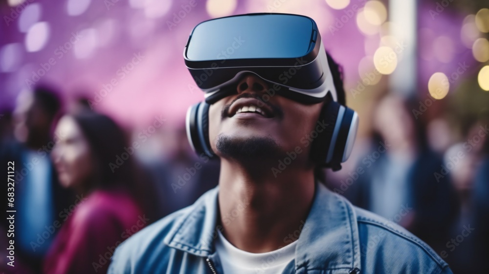 Man wearing virtual reality glasses. Man wearing virtual reality glasses.