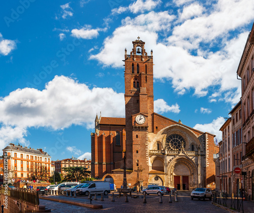 The atypical Saint-Etienne cathedral of Toulouse, in Haute Garonne, in Occitanie, France photo
