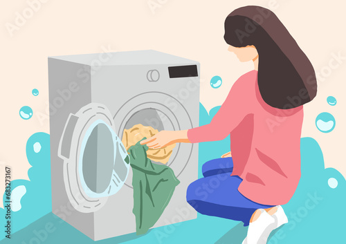 woman doing laundry
