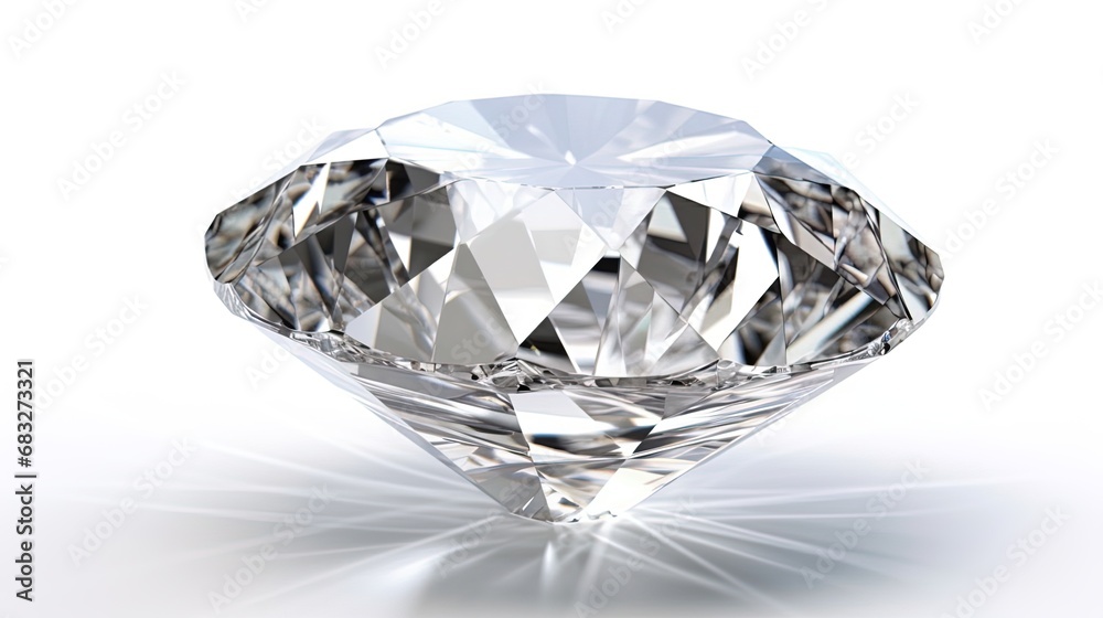 Large Clear Diamond with reflection Dazzling diamond on white background. Large Clear Diamond with reflection Dazzling diamond on white background.