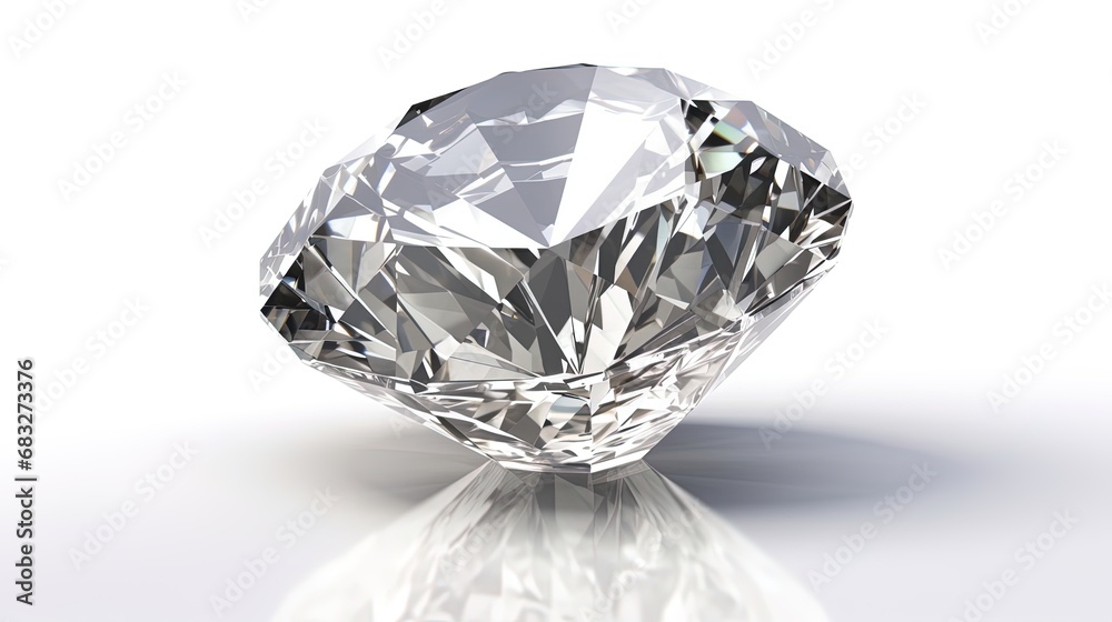 Large Clear Diamond with reflection Dazzling diamond on white background. Large Clear Diamond with reflection Dazzling diamond on white background.
