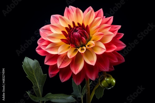 red and yellow dahlia flower