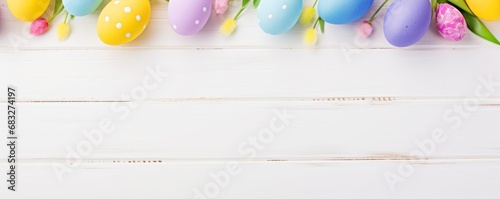 colorful easter egs on the white background  photo