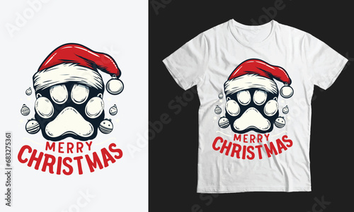 Merry Christmas Paws Gift, Paws With Santa Hat Tees