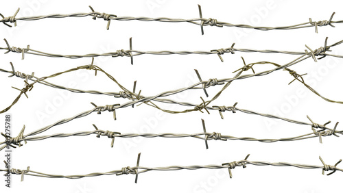 barbed wire fence on transparent background photo