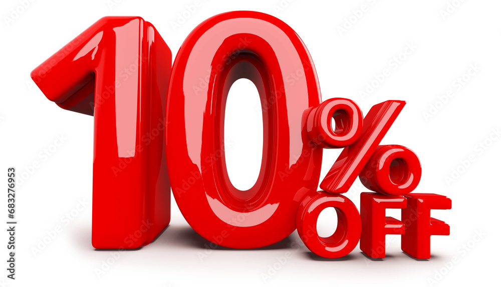 10 Percent Off Sale Promotion Red Number 3D Render 10 Percent Off Sale Promotion Red Number 3D Render