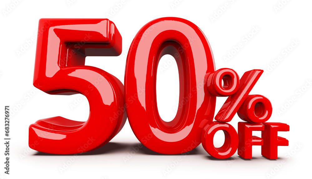 50 Percent Off Sale Promotion Red Number 3D Render 50 Percent Off Sale Promotion Red Number 3D Render