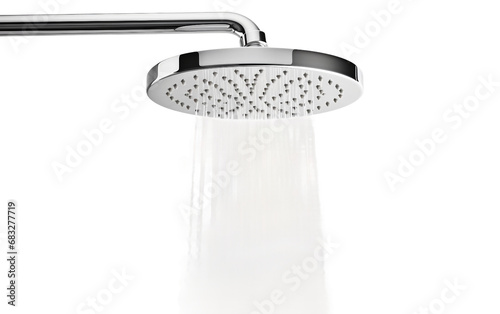 Chrome Showerhead Gleams Isolated on Transparent Background PNG.