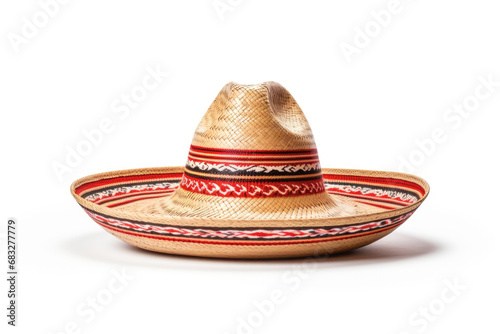 A Mexican sombrero, a traditional straw hat, featuring a vintage design and handmade craftsmanship.