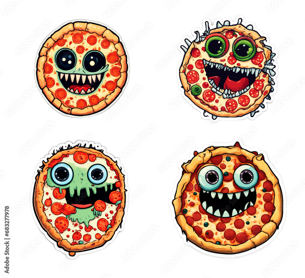 Pizza monster sticker on white background .png Pizza monster sticker on white background .png