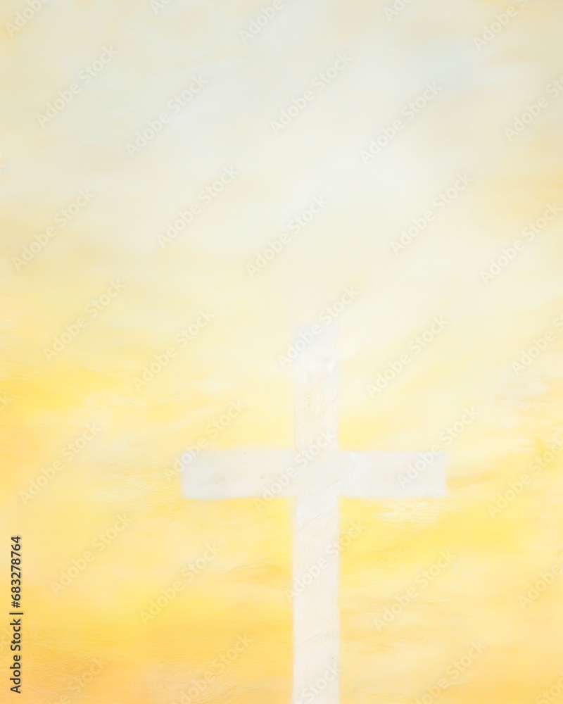 Obraz premium Grungy abstract yellow and white christian themed background with a cross. Easter concept with room for text.