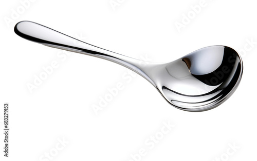 Gleaming Silverware Spoon Isolated on Transparent Background PNG.