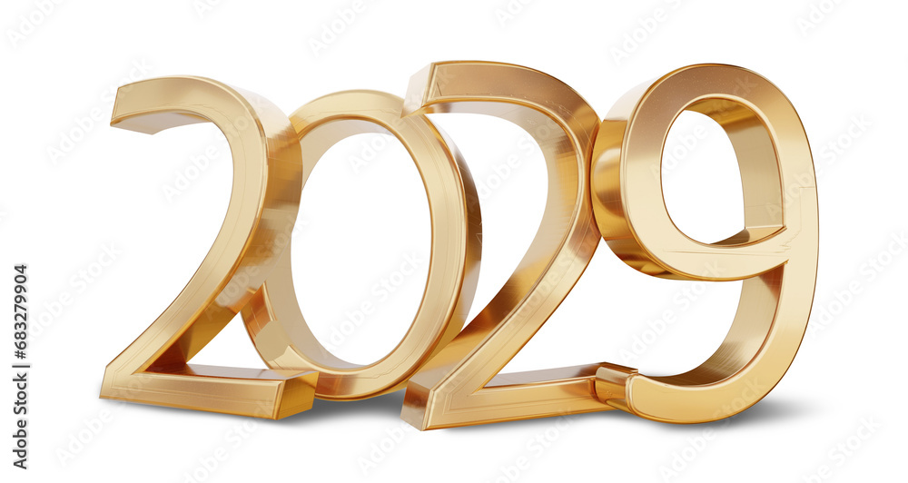 2029 new year golden symbol, bold number, gold color year 3d-illustration isolated 2029 new year golden symbol, bold number, gold color year 3d-illustration isolated